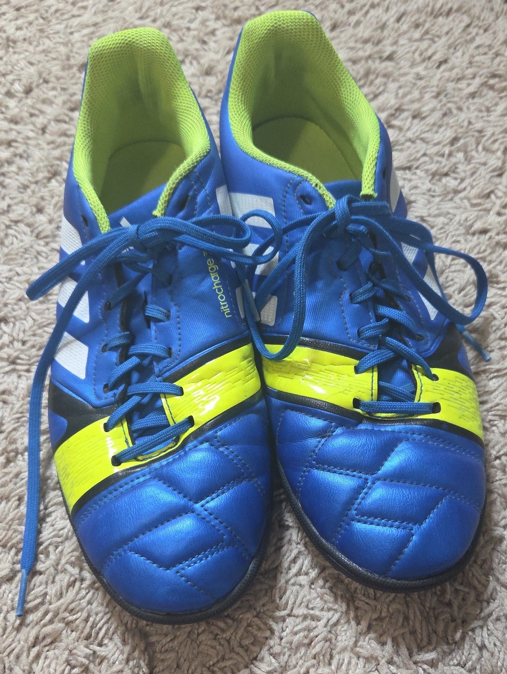 RARE Adidas Mens Rare Nitrocharge 1.0 TRX FG Blue Yellow Soccer Cleats Sz 9